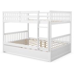 SLICKBLUE Full Over Full Bunk Bed Platform Wood Bed With Ladder