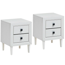 SLICKBLUE 2PCs Multipurpose Retro Nightstand With 2 Drawers-White