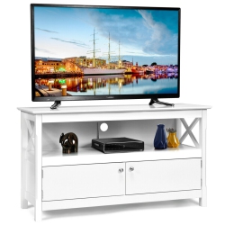 SLICKBLUE 44 Inch Wooden Storage Cabinet Tv Stand-White