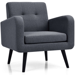 SLICKBLUE Modern Upholstered Comfy Accent Chair With Rubber Wood Legs