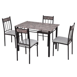 SLICKBLUE 5 Piece Faux Marble Dining Set Table
