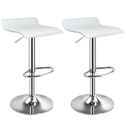 SLICKBLUE Set Of 2 Modern Design Adjustable Pu Leather Backless Bar Stools