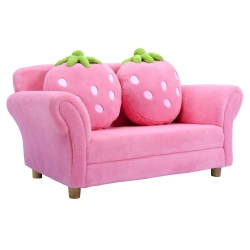 SLICKBLUE Cute Kids Sofa Chair With Strawberry Design And 2 Decorative Pillows