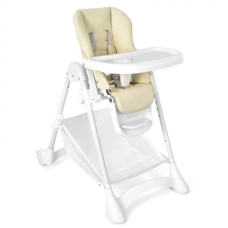 SLICKBLUE Adjustable Baby High Chair With Wheels, Folding Frame, Tray, And Storage Basket