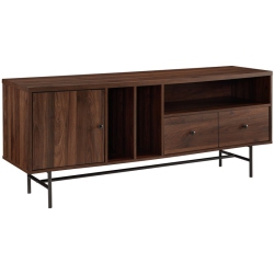 PEMBERLY ROW 60" Modern Tv Console With Record Storage In Dark Walnut