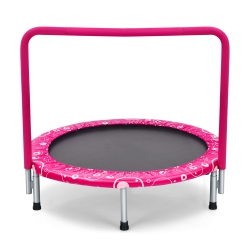SLICKBLUE 36 Inch Kids Trampoline Mini Rebounder With Full Covered Handrail -Pink