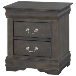 BOWERY HILL Contemporary 2 Drawer Nightstand In Dark In Gray