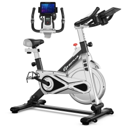 SLICKBLUE Stationary Silent Belt Adjustable Exercise Bike With Phone Holder And Electronic Display-Black