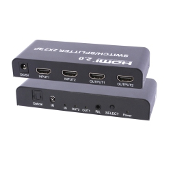SUPERGOODEAL 2X2 HDMI Ver 2.0 4K True Matrix Switch Splitter 2 In 2 Out Display W/ Remote