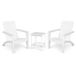 COSTWAY 3PCs Patio Adirondack Chair Side Table Set Solid Wood Garden Deck In White