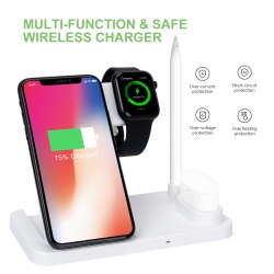 SUPERGOODEAL 2022 Four-In-One Wireless Charging Station for Phone, Apple Watch (Series 1 - 5), Apple Pencil And Airpods Pro (White) In Multicolor