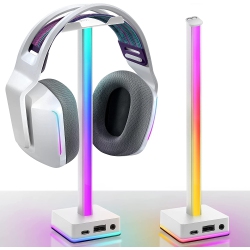 HLD Ezdiy-Fab USB Led Light Bar Headphones Stand, Desktop Atmosphere RGB Backlight, 50 Built-In Color Modes, Headphone Holder For