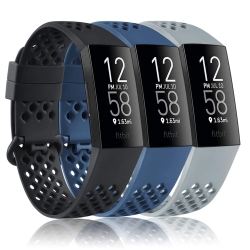 HLD Vancle Bands Compatible With Fitbit Charge 4 Bands & Fitbit Charge 3 Bands, Soft Silicone Breathable Sport Band Replacement