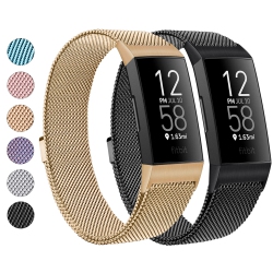 HLD Metal Band Compatible \w Fitbit Charge 4 Bands, Fitbit Charge 3 / Fitbit Charge 3 Se Bands, Adjustable Stainless Metal Wristband Bracelet Strap