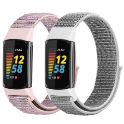 HLD Relting Nylon Band Compatible With Fitbit Charge 5 Bands, Adjustable Breathable Charge 5 Wristbands Replacement for Fitbit Ch