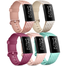 HLD 5 Pack Vancle Bands Compatible With Fitbit Charge 4 Bands / Charge 3 / Charge 3 Se Bands, Classic Soft Replacement Wristband