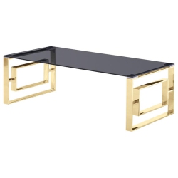 BEST MASTER Mallory Stainless Steel And Smoked Glass Coffee Table In In Gold