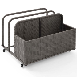 CROSLEY FURNITURE Palm Harbor Coastal Wicker / Rattan Patio Float Caddy In Weathered In Gray
