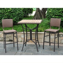 KINGFISHER LANE 3 Piece Patio Pub Set In Antique In Brown