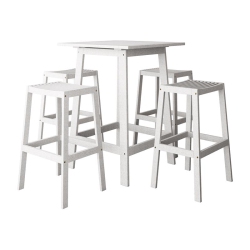 CORLIVING Miramar Washed Wood Outdoor Pub Set - 5PC In White