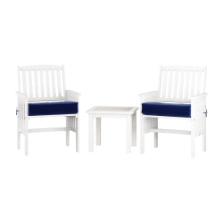 CORLIVING CANADA Corliving Miramar Washed Wood Outdoor Chair And Side Table 3PC Set In White