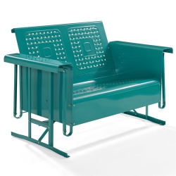 AFUERA LIVING Contemporary Metal Gliding Patio Loveseat In In Turquoise