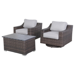 LIVING SOURCE International 3-Piece Wicker Swivel Rocker Sectional Set In In Gray