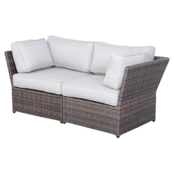 LIVING SOURCE International Outdoor Wicker Loveseat W/ Cushions In Brown/gray