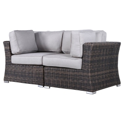 LIVING SOURCE International Outdoor Wicker Loveseat W/ Cushions In Espresso/gray