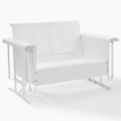 AFUERA LIVING Contemporary Metal Gliding Patio Loveseat In In White