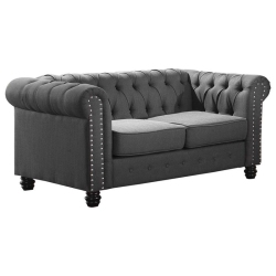 BEST MASTER Venice Fabric Upholstered Living Room Loveseat In Klein In Charcoal