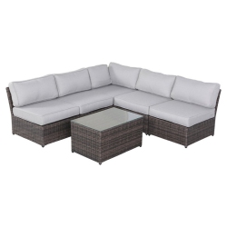 LIVING SOURCE International 6-Piece Outdoor Set W/ Olefin Cushions In Brown/gray