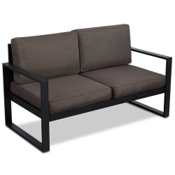 AFUERA LIVING Contemporary Aluminum Patio Loveseat In In Black