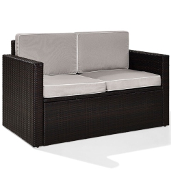 AFUERA LIVING Wicker Patio Loveseat In And Gray In Brown
