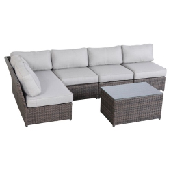 LIVING SOURCE International 6-Piece Outdoor Set W/ Olefin Cushion - Brown/gray