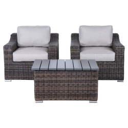 LIVING SOURCE International 3-Piece Wicker Conversation Set In Espresso/gray