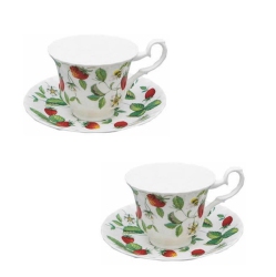 ROY KIRKHAM Teacup And Saucer (230 Ml) Set Of 2 - Alpine Strawberry
