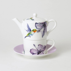 ROY KIRKHAM Tea for One Teapot With Tea Cup And Saucer - Hummingbird