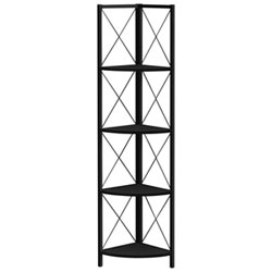 Monarch Specialties 60" 4-Shelf Metal Corner Bookcase - Dark Taupe