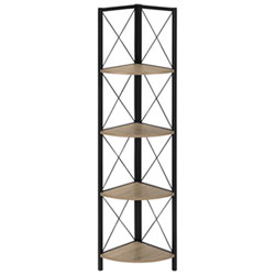 Monarch Specialties 60" 4-Shelf Metal Corner Bookcase - Dark Taupe