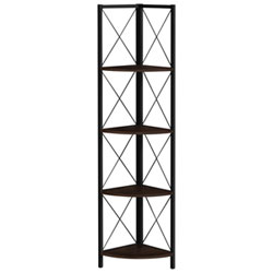 Monarch Specialties 60" 4-Shelf Metal Corner Bookcase - Dark Taupe