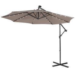 TOPBUY Patiojoy 10Ft Patio Umbrella \w 32 Led Lights Solar Powered Pool Umbrellas 8 Ribs Cantilever Offset Umbrella for Outdoor