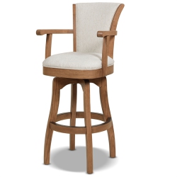 JENNIFER TAYLOR HOME Williams 31" Swivel Bar Stool With Armrests Pepper In White