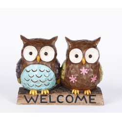 HI-LINE GIFT LTD Owl Couple With Welcome Sign (Hi-Line Exclusive)