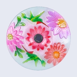 HI-LINE GIFT LTD Solar Floral Glass Hummingbird Bath With Stand
