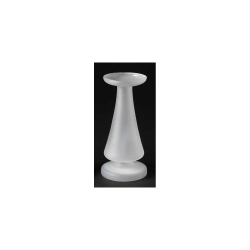ROMAN 9" Contemporary Sleek Frosted Glass Pillar Candle Holder In White