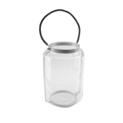 NORTHLIGHT 18" Hurricane Pillar Glass Candle Lantern With Metal Frame In White