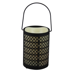 MELROSE 12" Opulent Battery Operated Indoor Led Candle Lantern With Timer In Black