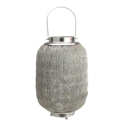 KAEMINGK 23" Beach Day Contemporary Chic Large Wire Woven Hurricane Pillar Candle Holder