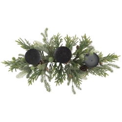 NORTHLIGHT 26" Triple Candle Holder With Frosted Foliage And Pine Cones Christmas Decor